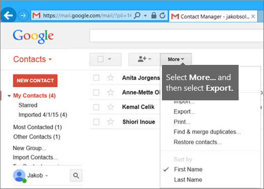 Move contacts from iphone to gmail account